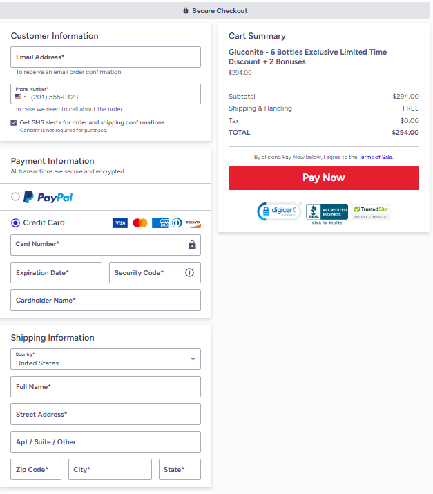 Gluconite Official Website Secure Order Page
